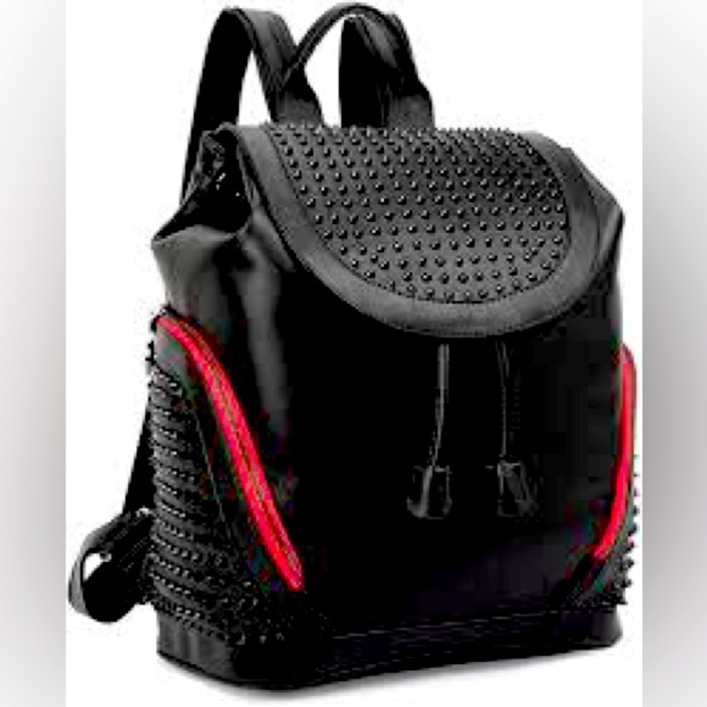 Studded Black and Red Backpack